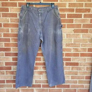 Vintage Carhartt Carpenter Jeans Men's Size 38x32 Grey Dungaree Fit